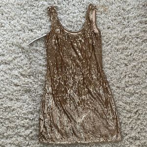 Gold sequin mini dress